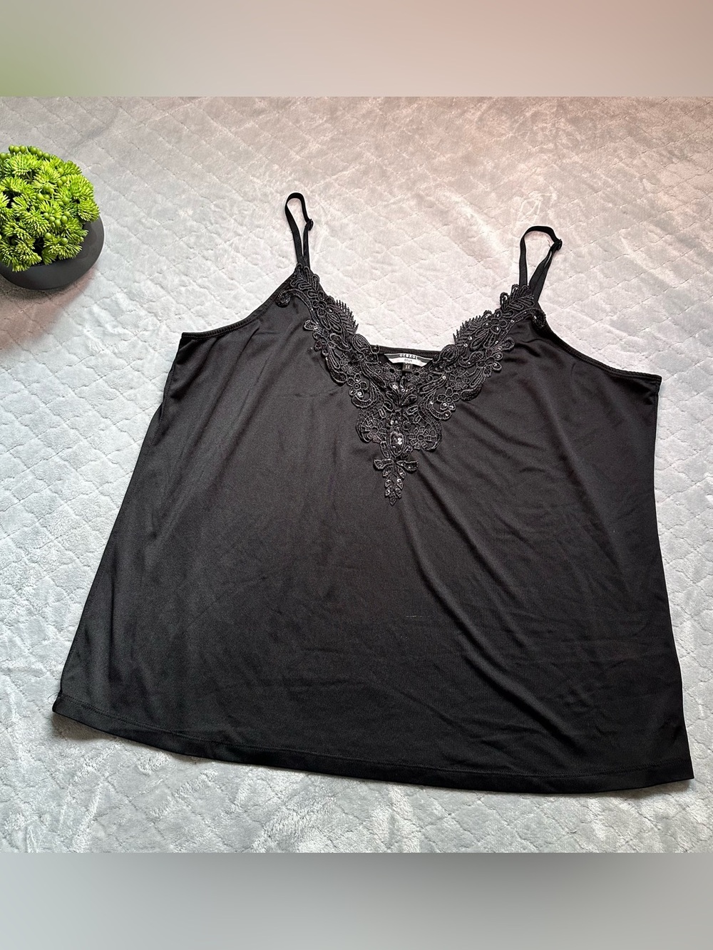 🖤 Y2K Gothic Coquette Lace Cami George Plus 3X Black Sequin Top